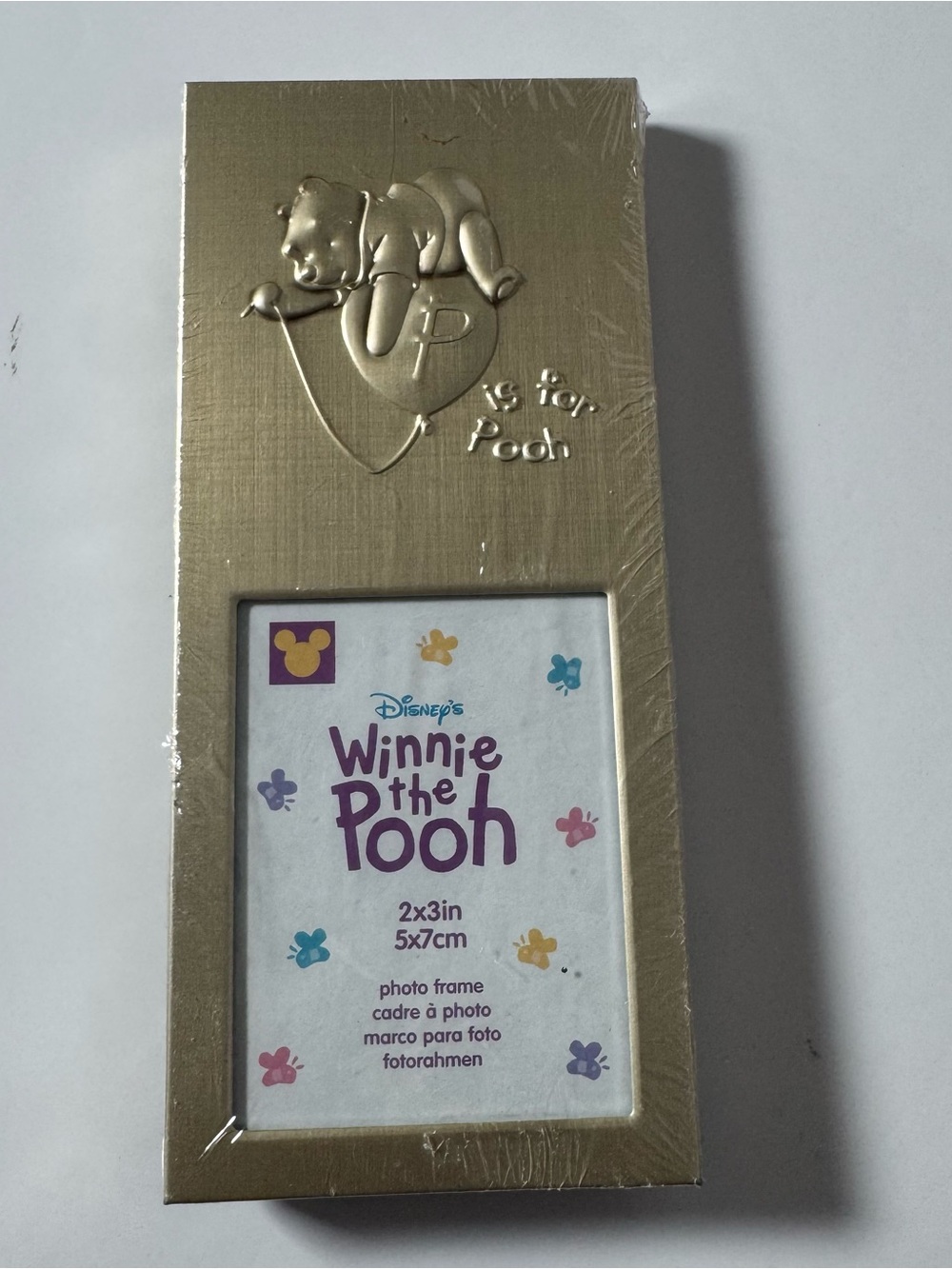 Disney Winnie the Pooh Gold Photo Frame with Embossed Pooh